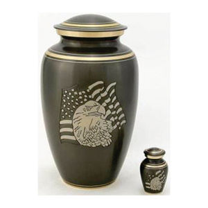 Custom Metal Brass Cremation Urn for Human Ashes Adult Large Funeral Urns American Flag Eagle Veteran Urns <b>Keepsake</b> Set Urns - Product Image 1