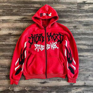 Sudadera con Capucha y Cremallera Bordada Estilo Y2K para Mujer 2026 |   Ropa Urbana de Diseñador |   Logotipo Personalizado en la Parte Delantera |   Tela de Punto |   Muestra Personalizada OEM - Product Image 4