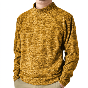 Pull à col roulé pour homme, sweat-shirt en tricot, coupe classique, couleur unie, respirant, polyester, vêtements décontractés d'automne - Product Image 4
