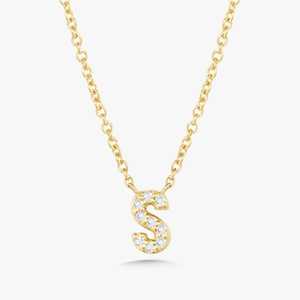 Letter <b>Initial</b> Personalized Pendants 14k 18k Solid Gold Pave Set Round Cut Lab Grown Diamond Necklace Everyday Wear Fine Jewelry - Product Image 1