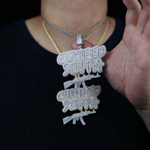 Nuevo Collar con Colgante de Letra Certificada Steppa Gun, con Incrustaciones de Moissanita, Chapado en Dos Tonos, Joyería Hip Hop de Lujo para Hombre - Product Image 5