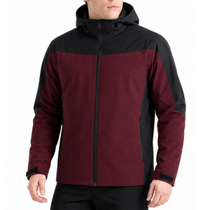 Chaqueta Softshell con Capucha Personalizada para Hombre, Resistente al Viento y al Agua, para Trabajo al Aire Libre, Combinación de Bloques de Color Negro, OEM - Product Image 5