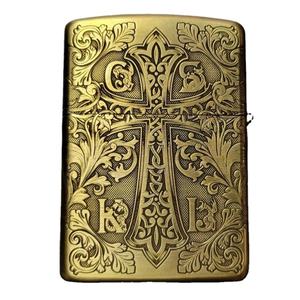 Luxury Gold Metal <b>Refillable</b> Lighter with Love Symbol Engraved Floral Design, Classic Flip Top Lighter for Gift & Collection - Product Image 4