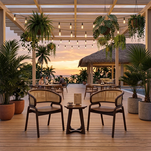 Solid Teak Premium Scandinavian Wholesale Helix Teak Rattan <b>Coffee</b> <b>Table</b> Set Outdoor Furniture <b>Table</b> Cane Chairs Durable Easy - Product Image 5