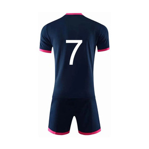 Conjunto de Camiseta de Fútbol Sublimada con Ribete Rosa Marino para Hombre, Manga Corta, Uniforme de Fútbol con Número 7, Absorbe la Humedad - Product Image 3