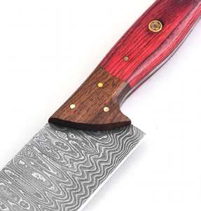 Couteau de chef artisanal en acier au carbone avec manche en bois segmenté, qualité DIY, personnalisable OEM, lame Drop Point, longueur totale 13 pouces - Product Image 5