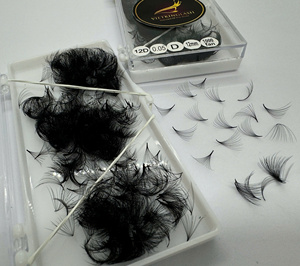 ขนตาปลอมแบบแฮนด์เมด วอลลุ่มธรรมชาติ ยาว หนา สีดำด้าน ฐานแหลม 12D - Product Image 1