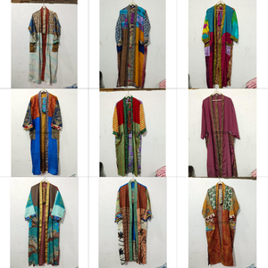 เสื้อไหมถักมือ 100% ตกแต่งผ้าปะติดปะต่อ คอวี ปิดด้วยเชือกผูก แขนยาวเต็มตัว เนื้อผ้านุ่ม ระบายอากาศได้ดี แห้งเร็ว สำหรับผู้หญิง - Product Image 1