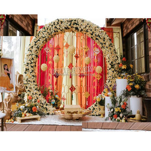 ฉากหลังงานแต่งงานแบบกำไล  ขาตั้งและโครงไฟเบอร์กลาส  ของตกแต่งงานฮัลดี น้ำหนักเบา ขนาดสั่งทำได้ ราคาโรงงาน สำหรับงานอีเว้นท์ในสหรัฐอเมริกา - Product Image 1