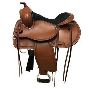 Selle de cheval en cuir occidental sur mesure 2026, marron, taille complète, équipement d'équitation avec étriers et sangles - Product Image 3