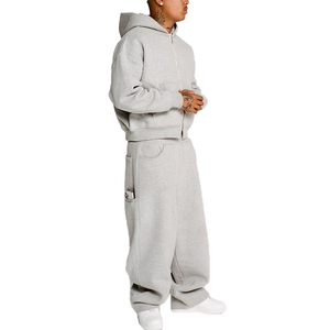 Men's <b>Black</b> Hooded Tracksuit Set Full Length Loose Fit Solid Color Cotton Sweatshirt and <b>Pants</b> Casual Autumn Wear - Product Image 4