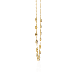 10K 14K 18K Yellow Gold Fringe Choker <b>Necklace</b> Delicate Station Chain Round Cut Lab Grown Diamond Lock Dangle Charms <b>Necklace</b> - Product Image 3