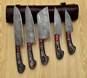 Hand Forged 67-Layer Damascus Steel Chef <b>Knife</b> <b>Set</b> with Wood Handles | 5-Piece Ambidextrous Luxury Kitchen <b>Knife</b> Gift - Product Image 2
