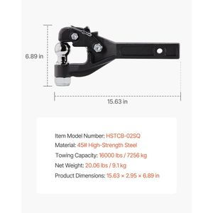 Gancio di traino con capacità di carico di 16000 libbre, combinazione gancio ricevitore da 2 pollici e sfera di traino da 2 pollici per 2 ganci di traino - Product Image 6
