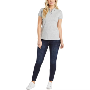 Polo décontracté pour femme 100% coton, polo gris pour femme, design moderne avec fermeture éclair, tissu respirant fabriqué au Pakistan - Product Image 6