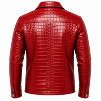 Veste en cuir et toile personnalisée pour homme Dumela, style motard, col montant, fermeture éclair, coupe ajustée, couleur unie