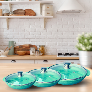 Cacerola de aluminio fundido con tapa de vidrio, diseño americano, compatible con inducción, cerámica aislante, antiadherente, con asas de aleación de aluminio - Product Image 2