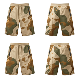 Pantalones Cortos Deportivos de Nylon Beige para Hombre, Diseño Moderno y Abstracto, Ligeros, para Entrenamiento - Product Image 1