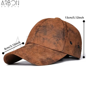 Nouvelles casquettes de sport en cuir marron tendance 2026, faites sur mesure, durables, finition vieillie, style streetwear décontracté, prix de gros - Product Image 3