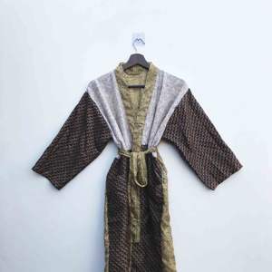 Kimono de seda india vintage con cinturón para mujer, túnica maxi, ropa de dormir, para damas de honor, maternidad, bohemio, bata de baño, vestido de verano suave con abertura frontal - Product Image 1