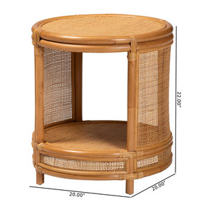 Mesa auxiliar de ratán tejida a mano para sala de estar o dormitorio - Product Image 4