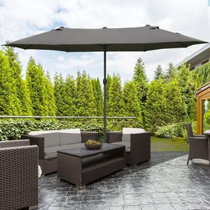 Ombrellone da Giardino Rettangolare 2,5m a Doppia Faccia Grigio Scuro in Poliestere con Base a Manovella Facile per Terrazza e Piscina - Product Image 2
