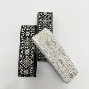 Black and white thread work embroidered <b>laces</b> for apparel decor and crafts OEM wholesale export worldwide supply. - Product Image 1
