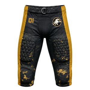 Black & Gold American Football <b>Compression</b> Shorts with Premium Protective Padding for Team Practice, Game Day & Training - Product Image 1