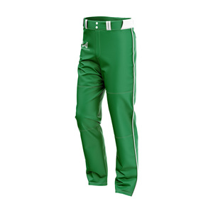 Pantalones de béisbol personalizables para hombre con franja blanca y logotipo bordado, corte regular, cierre de botones, 100% poliéster, absorción de humedad - Product Image 1