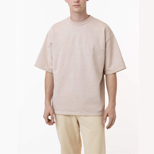 Camiseta de Algodón 100% Anti-Pilling para Hombre, Tendencia 2025, Diseño Sólido, Logotipo Personalizado, Alta Calidad, Corte Holgado, Cuello Redondo, Estilo Seda - Product Image 4