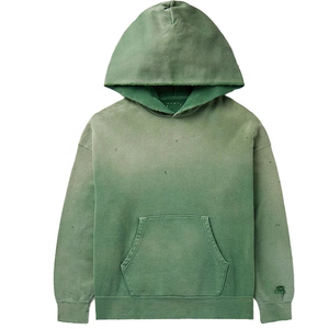 Streetwear Sweat à capuche coton éponge française lavage à l'acide Vintage Logo personnalisé surdimensionné Stone Wash Sun Distressed Hoodies - Product Image 5