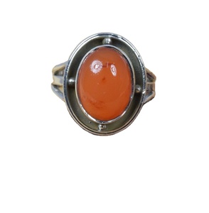 92.5 Sterling <b>Silver</b> 18K Gold Plated Natural Fancy Red Coral Gemstone Minimalist Certified <b>Mens</b> Engagement <b>Ring</b> - Product Image 1