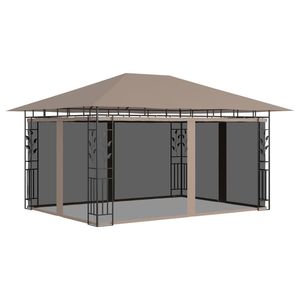 Gazebo Taupe 0.6 Oz/ft2 13.1 X9.8 X9 con Zanzariera e Pergola - Product Image 1