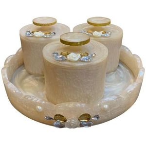 Elegante Juego de Recipientes para Frutos Secos de Resina con Bandeja, 4 Piezas, Contenedores de Almacenamiento de Diseño para Aperitivos, Especias, Decoración de Mesa de Cocina - Product Image 1