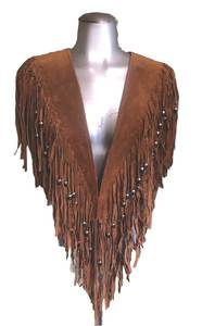 Women's Brown Suede Fringe Shawl Cape Long Tassel Bohemian <b>Scarf</b> All Seasons Daily Wear - Product Image 2