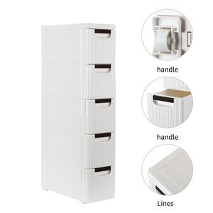 Carrello Organizzatore Sottile a 5 Ripiani con Ruote, Armadietto Contenitore per Bagno, Camera da Letto e Cucina - Product Image 4