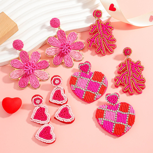 Joyería de Moda Estilo Bohemia para el Día de San Valentín, Hecha a Mano con Rafia y Cuentas, con Diseño de Girasol y Corazón Floral Colorido, para Verano y Playa - Product Image 5