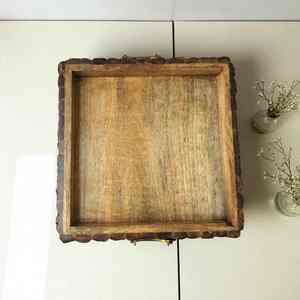 Bandeja de Servir de Madera Hecha a Mano Ecológica, Bandeja Rectangular de Madera Maciza Natural para Comida, Bebidas, Café, Té, Decoración del Hogar y Cocina - Product Image 3