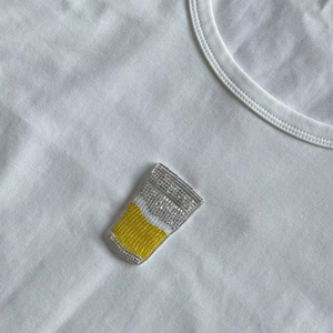 Custom Handcrafted Red White <b>Blue</b> <b>Beaded</b> Baseball Pattern USA Flag T-Shirt 4th July Patriotic Design Woven Embroidered Hot Sale - Product Image 3