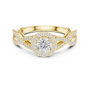 แหวนทองคำขาว 14K ประดับเพชรทรงกลมเพาะเลี้ยงในห้องปฏิบัติการ ของขวัญวันครบรอบสำหรับผู้หญิง |   เพชรที่เพิ่งเพาะเลี้ยง - Product Image 2