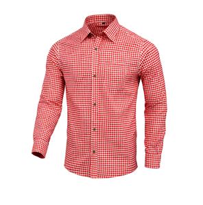 Chemise Traditionnelle Bavaroise Rouge pour Hommes, Décontractée, Automne, Oktoberfest, en Coton, Manches Longues, Anti-boulochage, Tailles S à 4XL - Product Image 1
