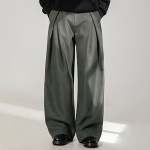 Pantalones Casuales de Pierna Ancha para Hombre, Tejido Grueso, Cierre de Botones, Transpirables, de Algodón, con Frente Plano, Resistentes al Agua, Lavado Ácido, Personalizados OEM 2026 - Product Image 2