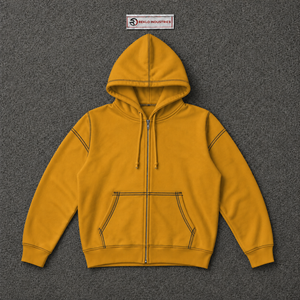 Sudadera con capucha extragrande personalizada con cremallera dorada para hombre, estilo urbano, hombros caídos, costuras en contraste, ropa casual, color liso - Product Image 5