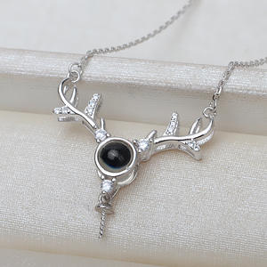 Collar con Colgante de Asta de Ciervo de Plata S925, Hecho a Mano, DIY, 7-14, Collar con Sello de Amor, Colgantes de Moda - Product Image 2