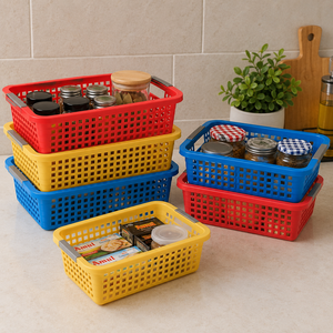 Modern <b>Rectangular</b> PP Plastic Eco-Friendly <b>Storage</b> <b>Basket</b> Handles Ventilated Design 5mm for Kitchen Food <b>Storage</b> Vegetable - Product Image 4