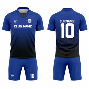 Ensemble de maillots de football personnalisés pour hommes, bleu, col en V, manches courtes, polyester respirant, uniforme d'équipe, impression sublimée, taille adulte - Product Image 1