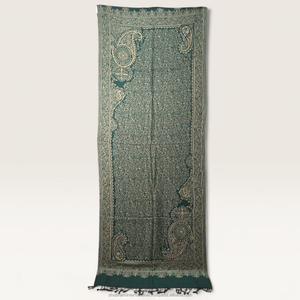 Blue Luxury Printed Shawl with Floral Paisley Border Design for Women Wedding Party Traditional Wear - Product Image 4