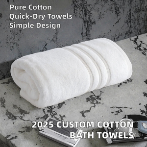 Serviettes de bain en coton pur de qualité supérieure, design tricoté, écologiques, épaisses, couleur unie, style hôtel - Product Image 2