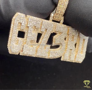 Luxury " CEZ3RD " Pendant Necklace Custom Hip Hop Jewelry <b>Iced</b> <b>Out</b> Letter Charm With <b>Chain</b> - Product Image 2