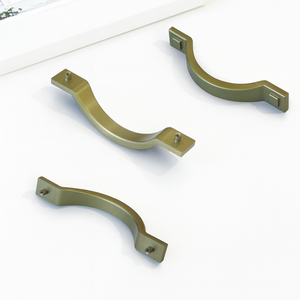 Eco-Friendly Durable Modern Curved Zinc Alloy Cabinet Handle Satin Brass <b>Drawer</b> <b>Pull</b> for Dresser Bedroom Kitchen Bathroom Dining - Product Image 1